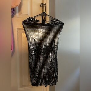 Black and Silver Sequin Dress